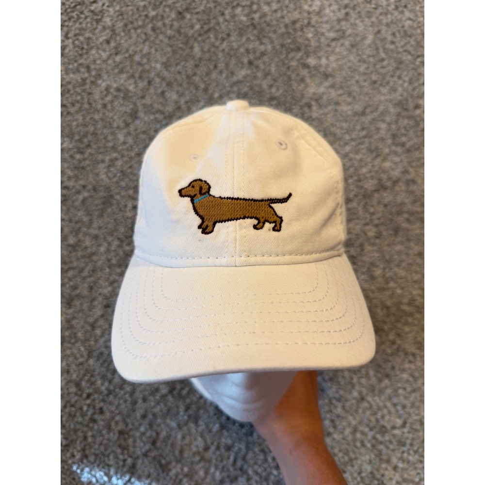 Harding Lane Hat Youth White Bud Dachshund Seaside Embroidered Baseball Cap